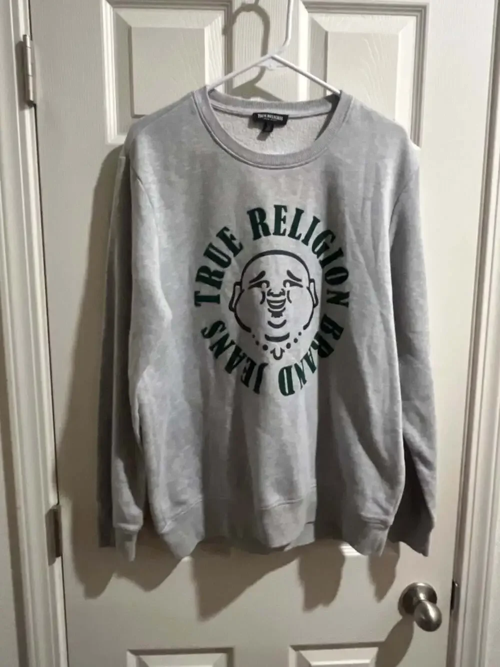 True Religion Buddha Logo Grey Crewneck Sweatshirt